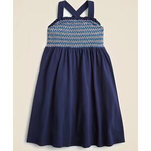 J Crew crewcuts Girls Sparkler Dress 14 NWT Navy Blue Smocked CK211 J.Crew